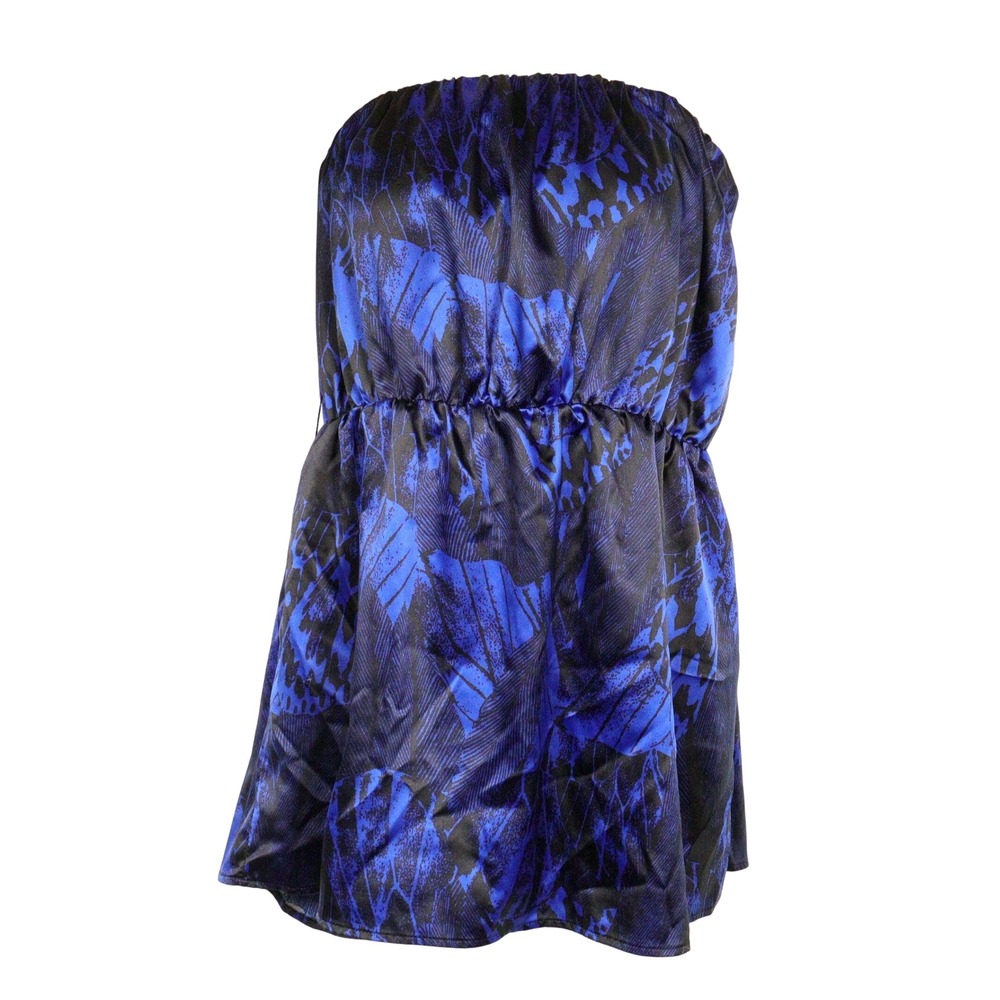 Vintage‎ Torrid Strapless Dress Tube Abstract Print Elastic Waist Blue Women 1
